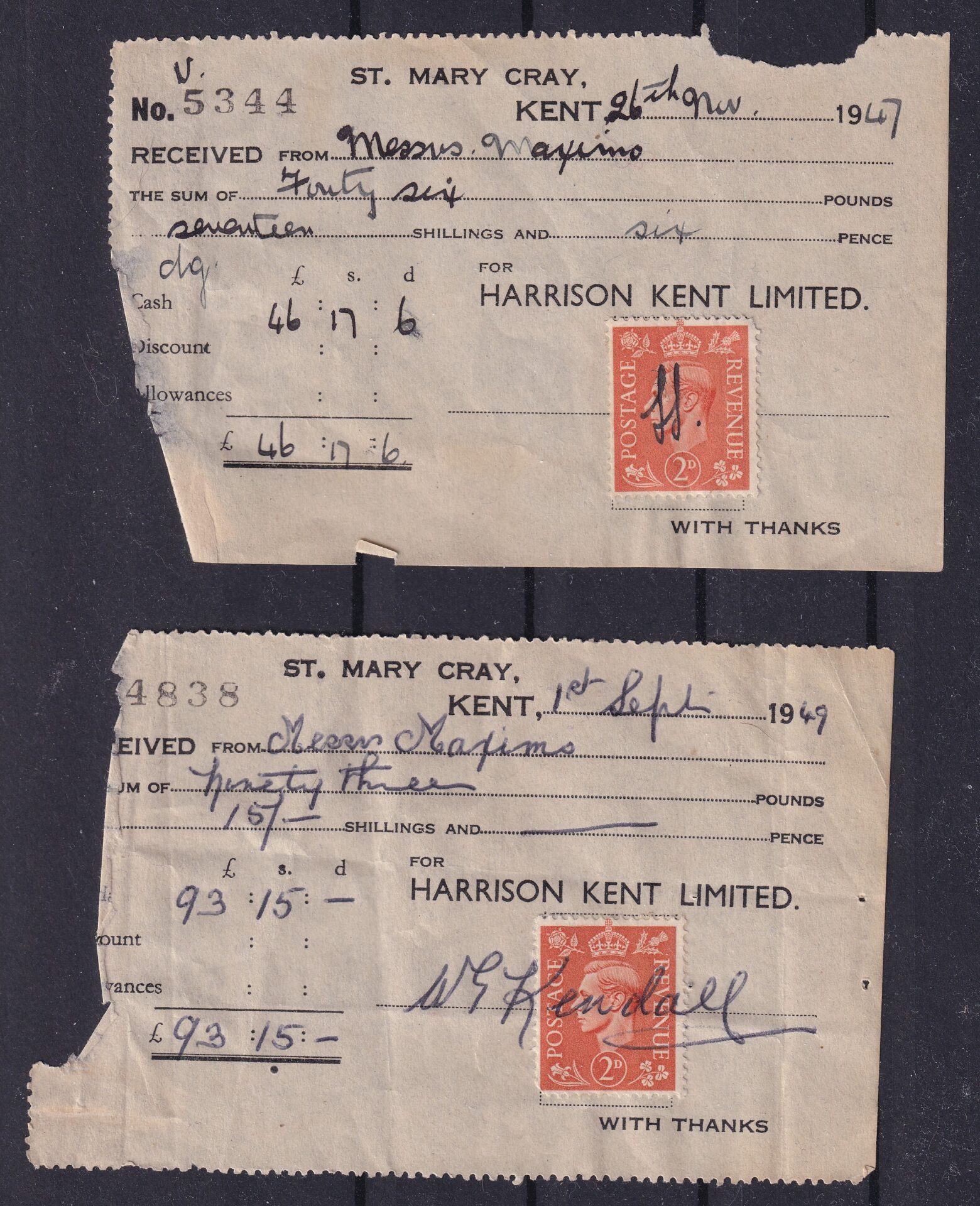England Frimærke Stamp payment receipt