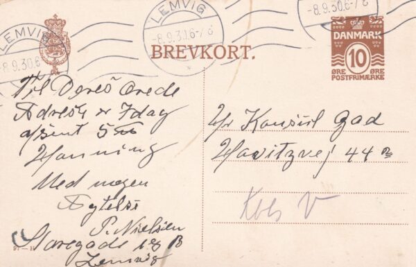Danmark Brevkort Frimærke Stamp