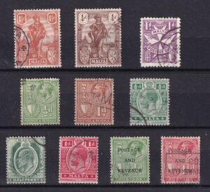 Malta – Ældre klassiske frimærker – Kong George V / allegoriske motiver