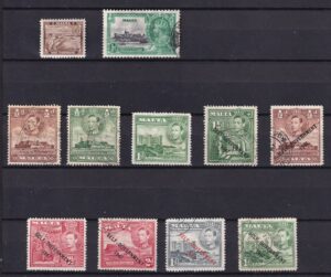 Malta – Ældre frimærker inkl. “Self-Government 1947” – stemplet lot