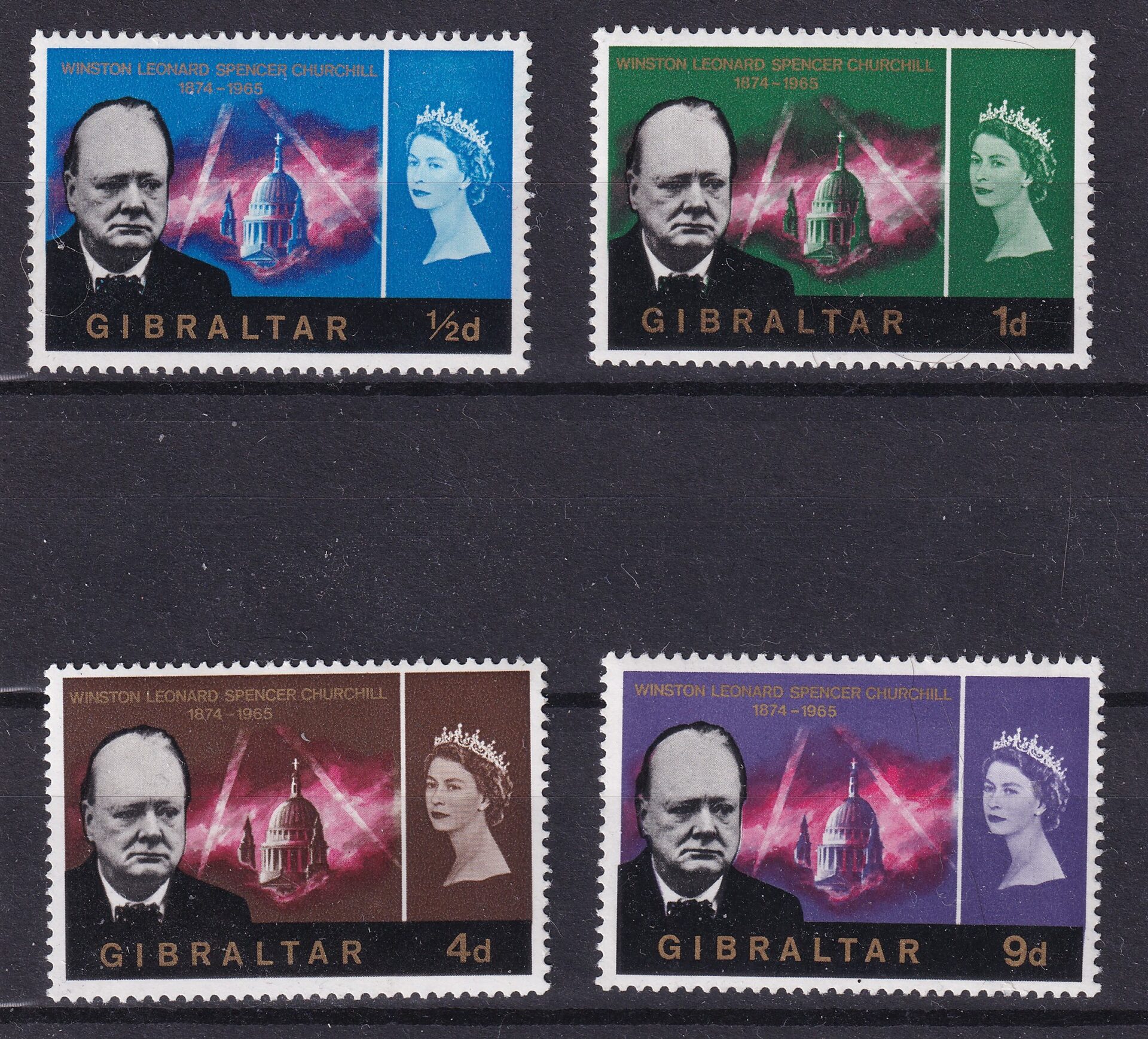 Gibraltar – Winston Churchill mindeserie 1965 (4 værdier)