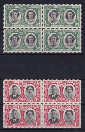Southern Rhodesia 1947 Royal Visit – 2 blokke (½d & 1d) – ubrugt