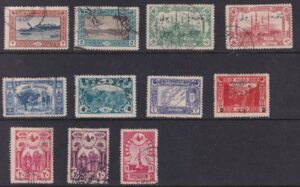 Osmannerriget og Tyrkiet – Samling af 11 klassiske frimærker fra ca. 1913–1923