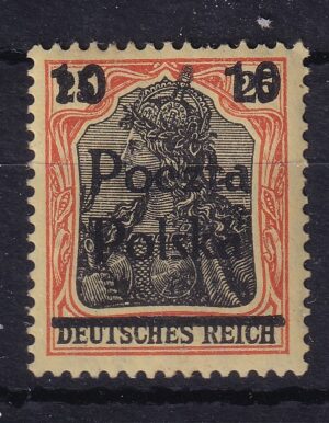 Polen – Poczta Polska 20 Fen på Germania 20 Pfennig, ubrugt