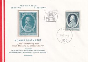 Østrig – Førstedagsbrev – Carl Ditters von Dittersdorf (1974)
