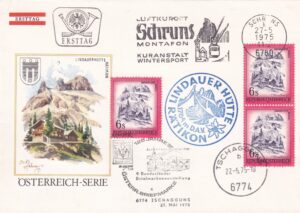 Østrig – Førstedagsbrev – Lindauer Hütte, Rätikon (1975)