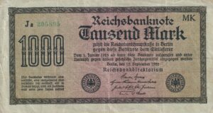 Tyskland – 1.000 Mark 1922 – Reichsbanknote fra den tidlige inflationsperiode
