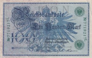 Tyskland – 100 Mark 1908 – Reichsbanknote fra det tyske kejserrige