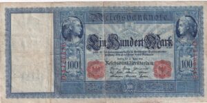 Tyskland – 100 Mark 1910 – Reichsbanknote fra kejsertidens Tyskland