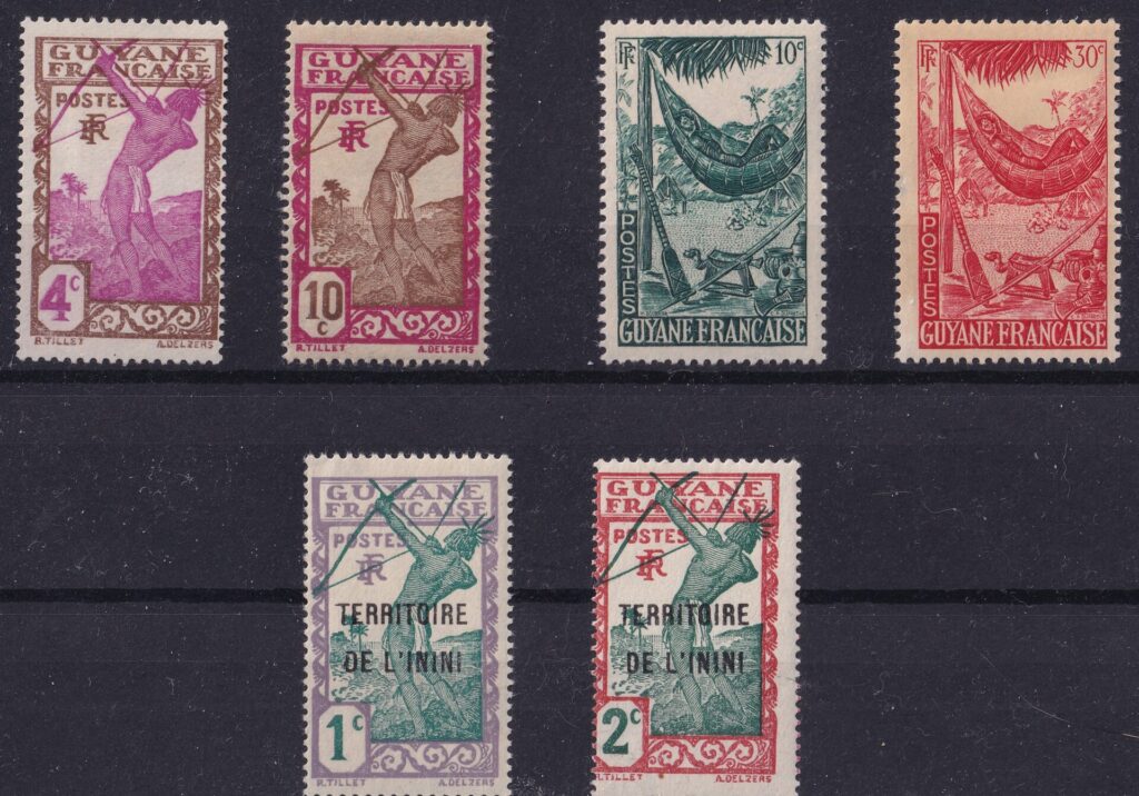 Fransk Guyana og Territoire de l’Inini – 6 kolonifrimærker
