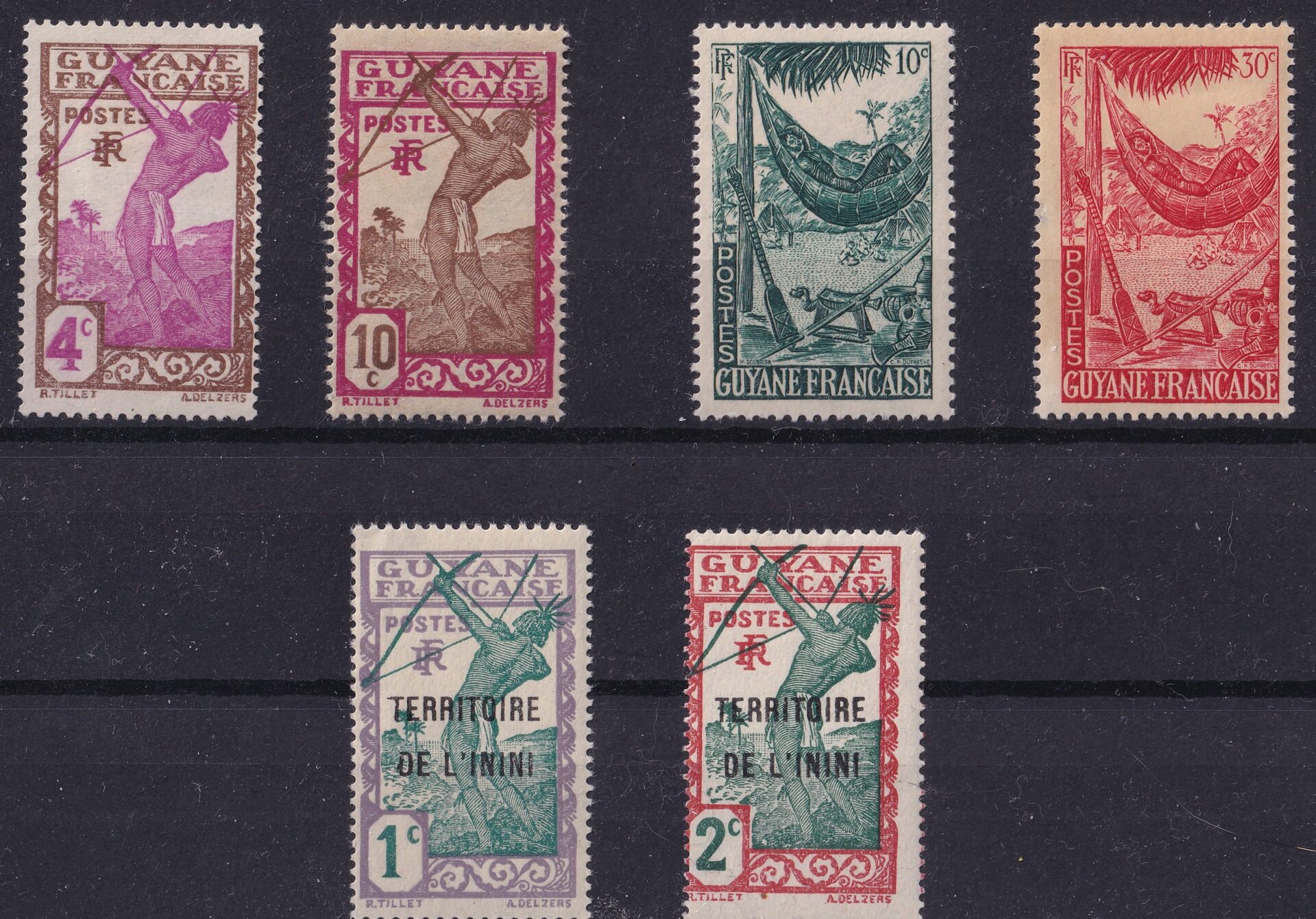 Fransk Guyana og Territoire de l’Inini – 6 kolonifrimærker