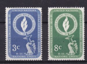 FN New York 1955 – Menneskerettighederne – 2 frimærker
