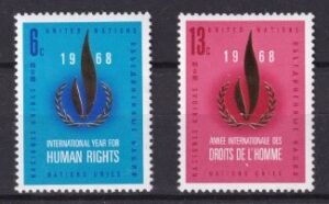 FN New York 1968 – Internationalt Menneskerettighedsår – 2 frimærker