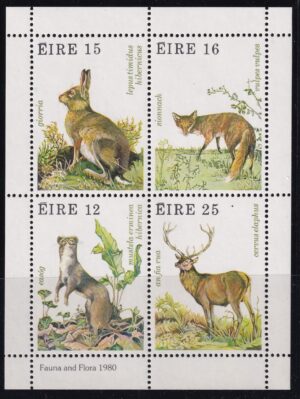 Irland 1980 – Fauna og flora – Frimærkeblok med fire mærker