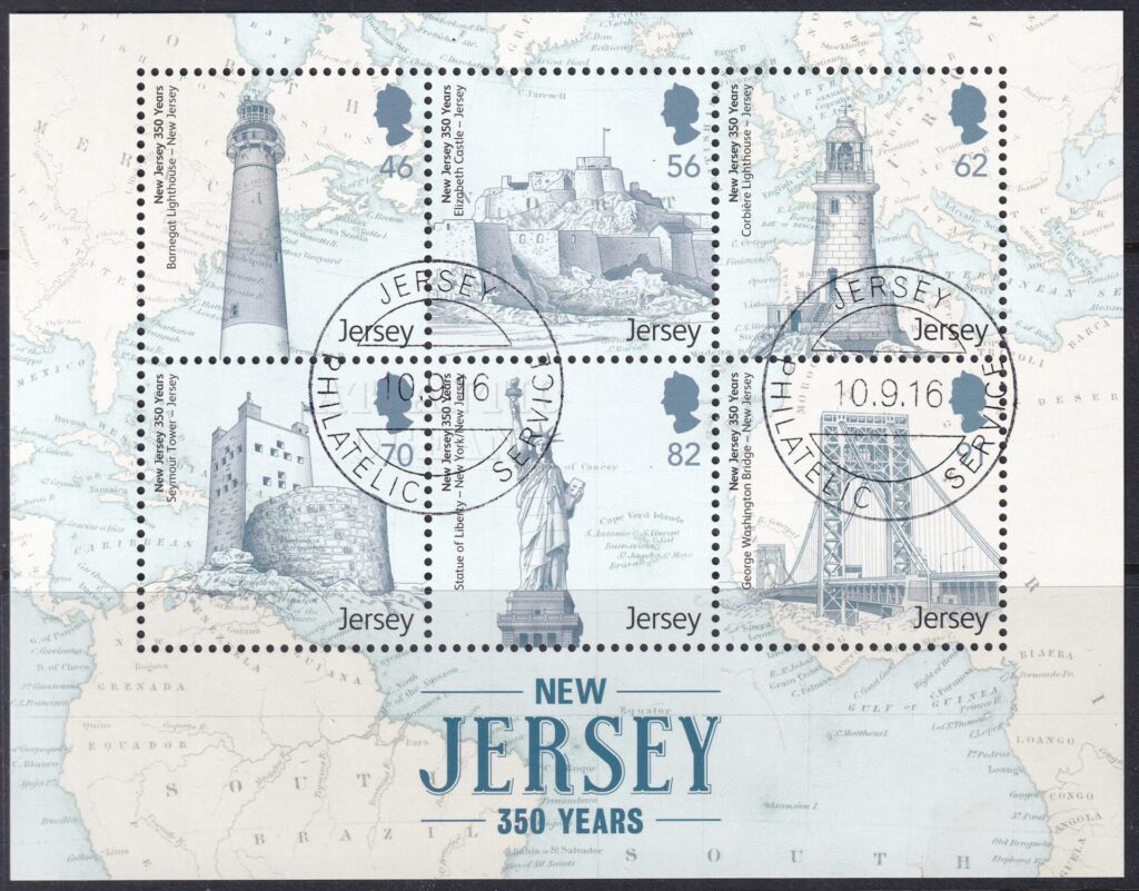 Jersey 2014 – 350-året for New Jersey – Stemplet frimærkeblok