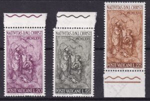 Vatikanstaten 1966 – Julens fødsel – Komplet serie med 3 frimærker